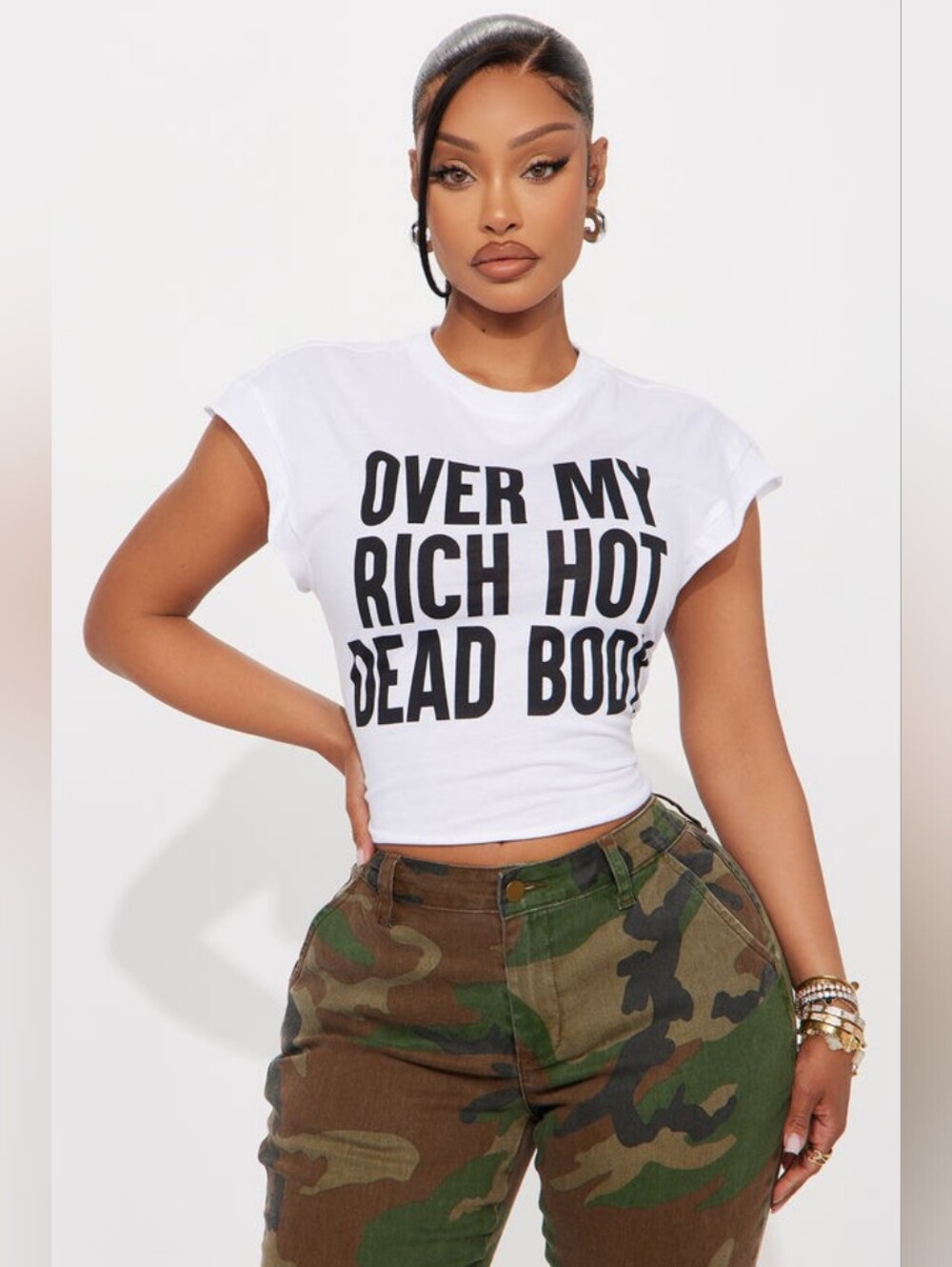 NEW! Over My Rich Hot Dead Body Muscle Tee - White